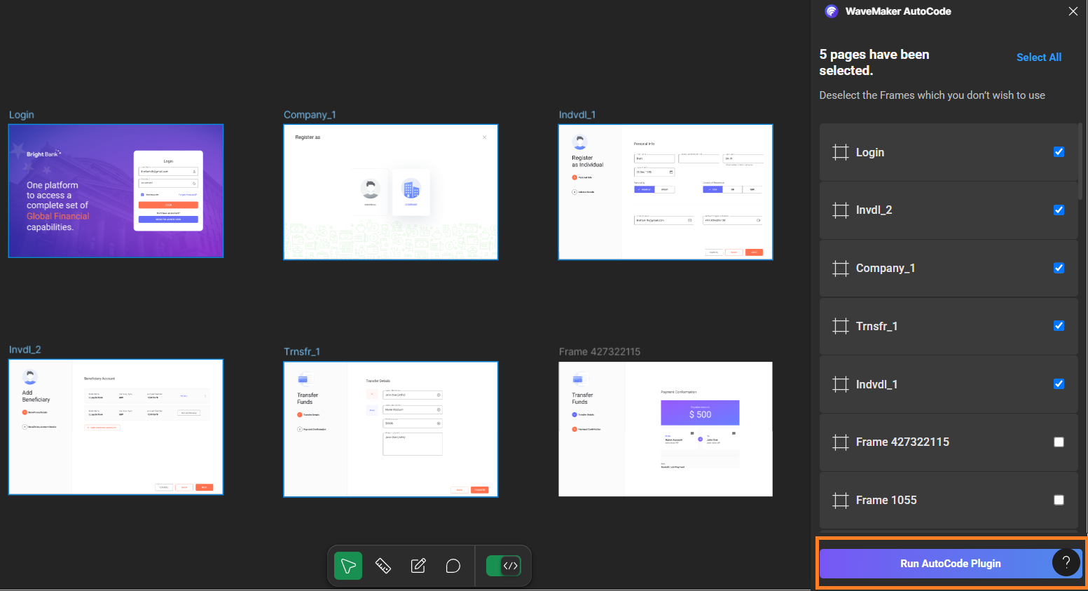select pages and run plugin